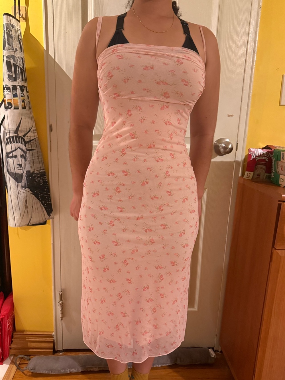 See You Monday Pale Pink Floral Midi Slip Dress